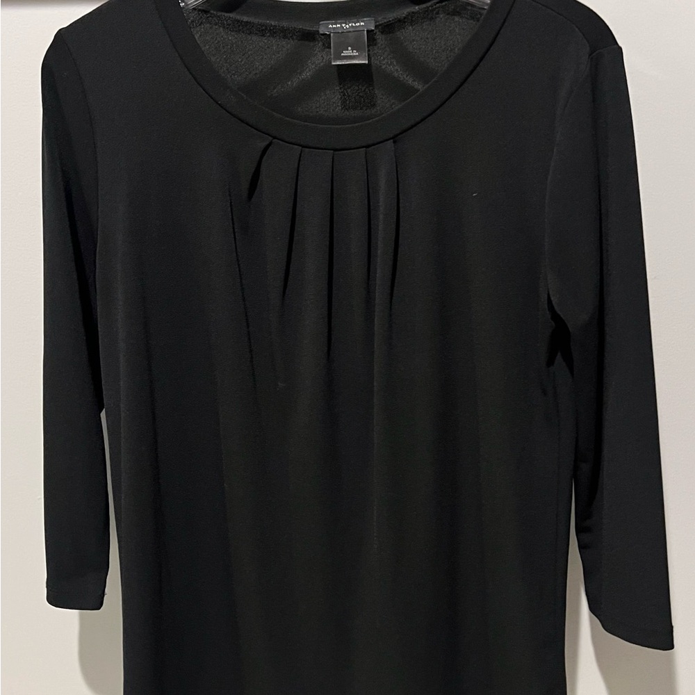 Ann Taylor Elegant Black Long Sleeve Top